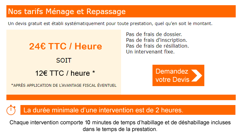 Les tarifs de nettoyage à domicile